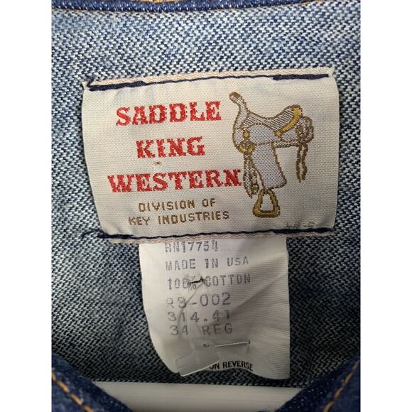 Vtg Saddle King Plus‎ Denim Western Jacket by Key USA Sz 34 R Beaded Ladies - Picture 4 of 6